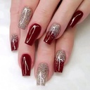 Christmas Press on Nails Wine Red Coffin