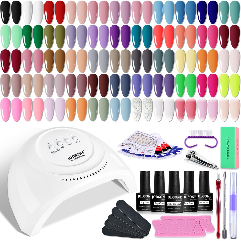 JODSONE 60PCS Gel Nail Polish Kit with UV Light