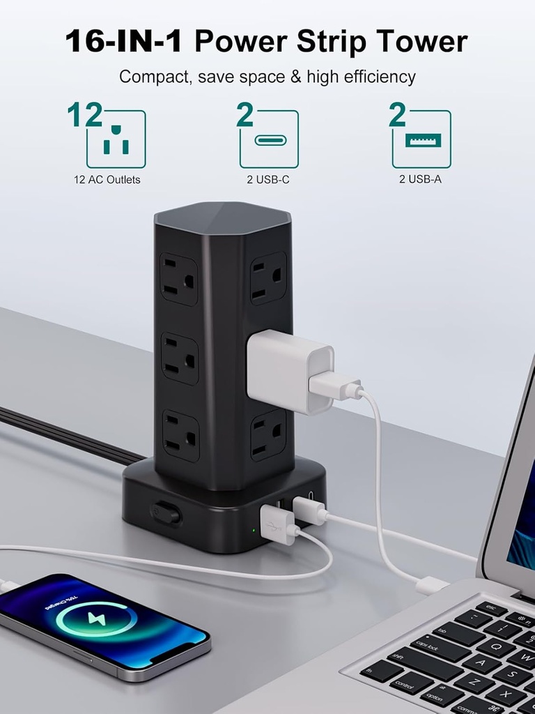 Power Strip Tower Surge Protector