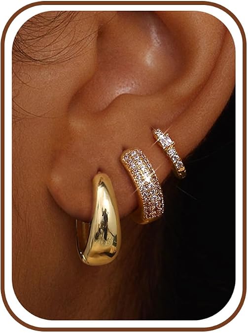 LOLIAS Small 14K Gold Plated Chunky Hoop Earrings