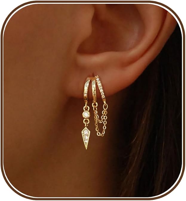 Dangle Earrings for Women,14k Gold Plated