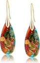 Natural Healing Stone Fishhoop Dangle Drop Earrings