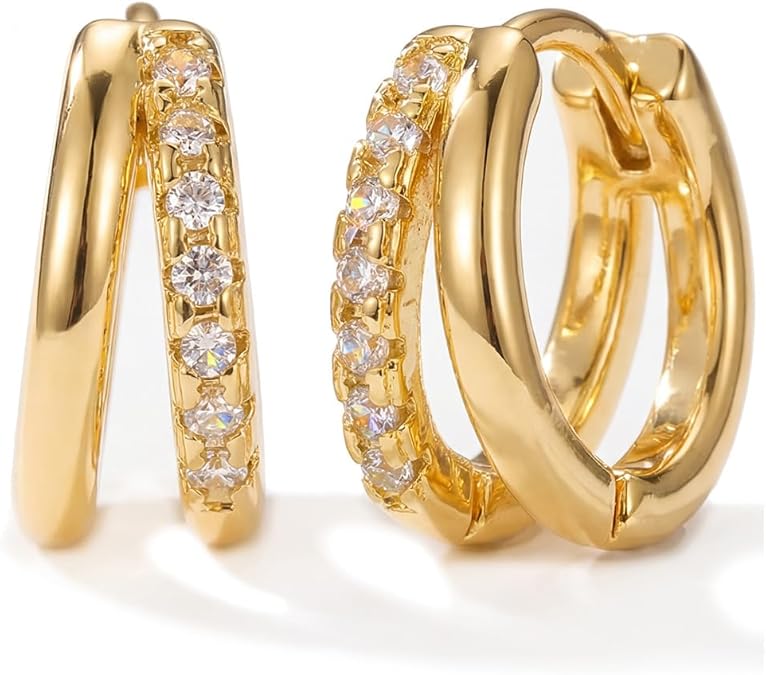 14K Gold Plated Huggie Hoop Earrings for Women