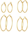 4 Pairs Silver Gold Hoop Earrings for Women
