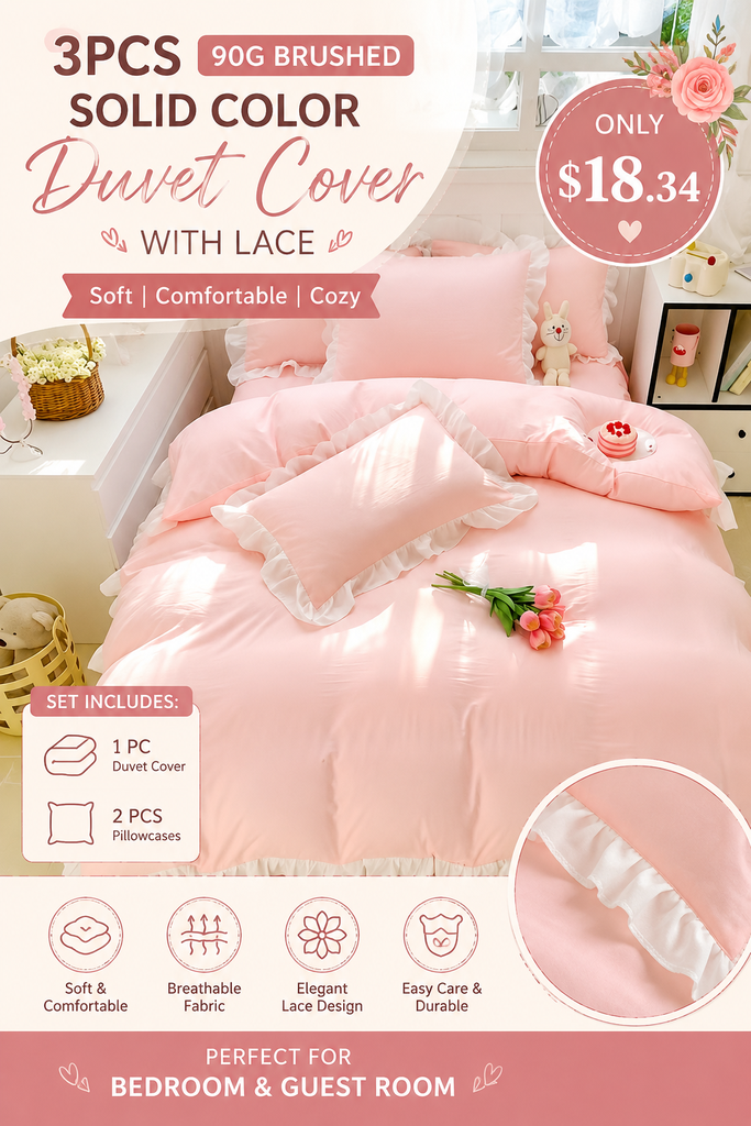 Elegant Lace Duvet Cover Set | Cozy Bedroom Decor