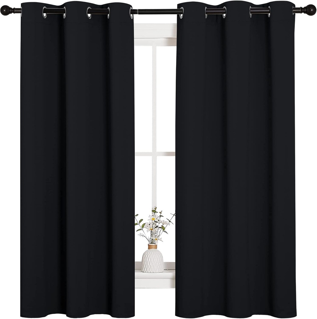 NICETOWN Black Blackout Curtains 2 Panels